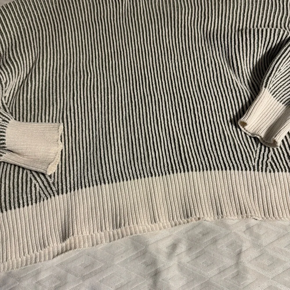 LOWEST PRICE ✨ Aerie Chenille V-Neck Sweater in Cream and Green - Picture 6 of 7